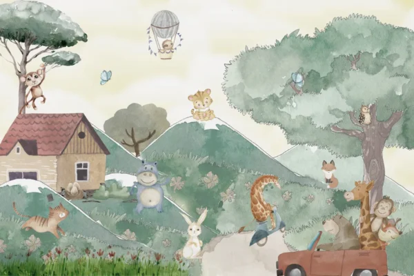 Whimsical Woodland Safari Adventure Wall Mural - Image 2