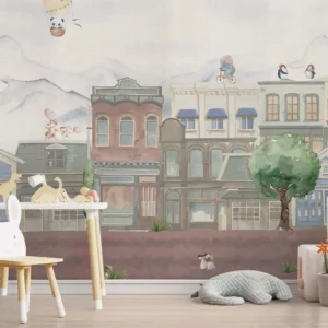 Whimsy Town Adventure – Animal Friends Wall Mural