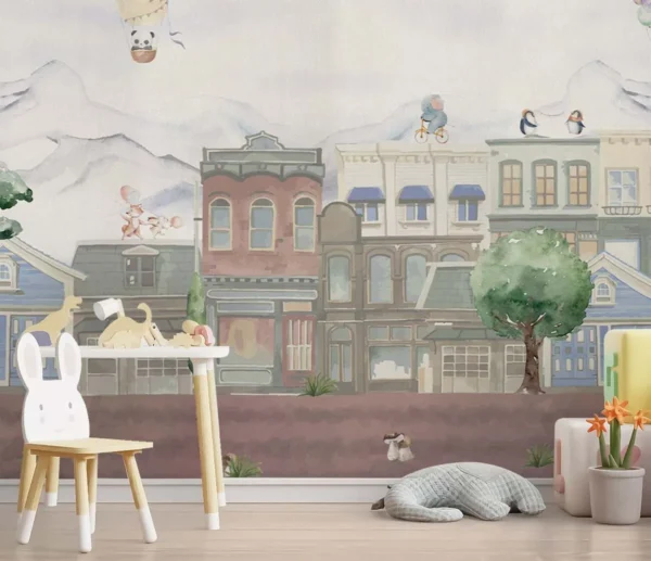 Whimsy Town Adventure – Animal Friends Wall Mural