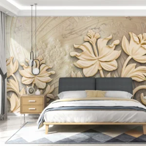 3D Floral Wall Mural Elegant Design