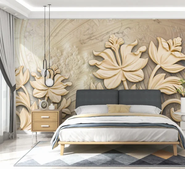 3D Floral Wall Mural Elegant Design