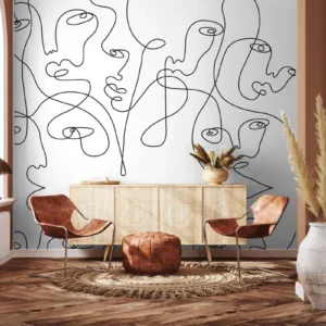 Minimal Abstract Faces Line Art