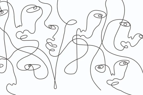 Minimal Abstract Faces Line Art