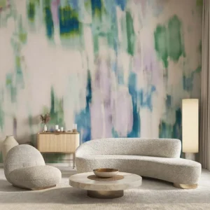 Aqua Whispers Abstract Watercolor Wallpaper