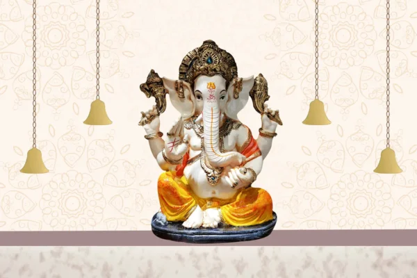 Blessed Ganesha Wall Mural with Bells Design