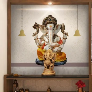 Blessed Ganesha Wall Mural with Bells Design