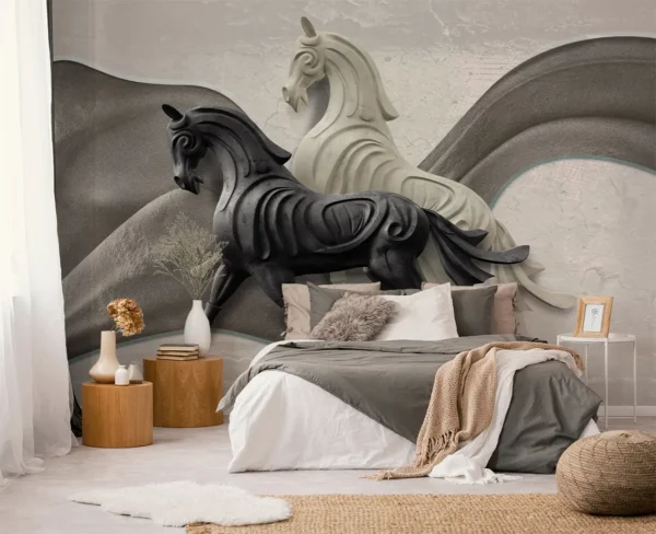 Ethereal Stallions 3D Wall Mural Horse Art