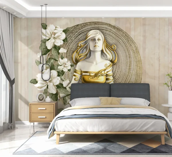 Floral Muse 3D Mural Goddess Wall Art