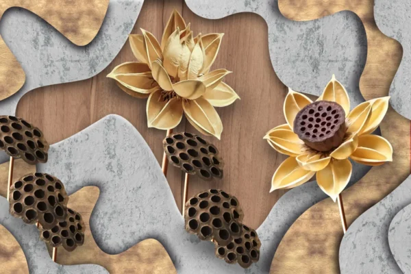 Golden Lotus 3D Mural