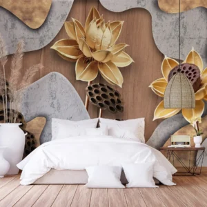 Golden Lotus 3D Mural