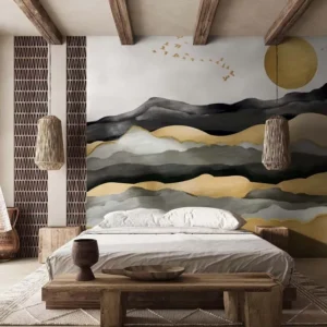 Golden Serenity Landscape Wall Mural