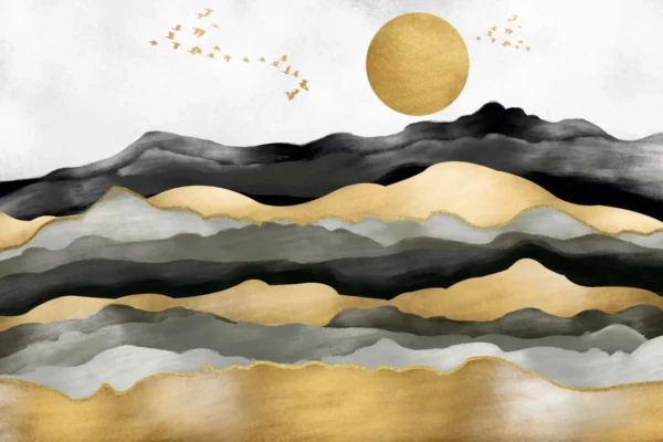Golden Serenity Landscape Wall Mural