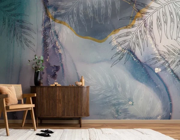 Golden Tropics Abstract Wall Mural
