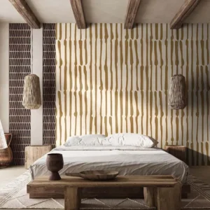 Organic Linear Earth-Tone Wall Mural
