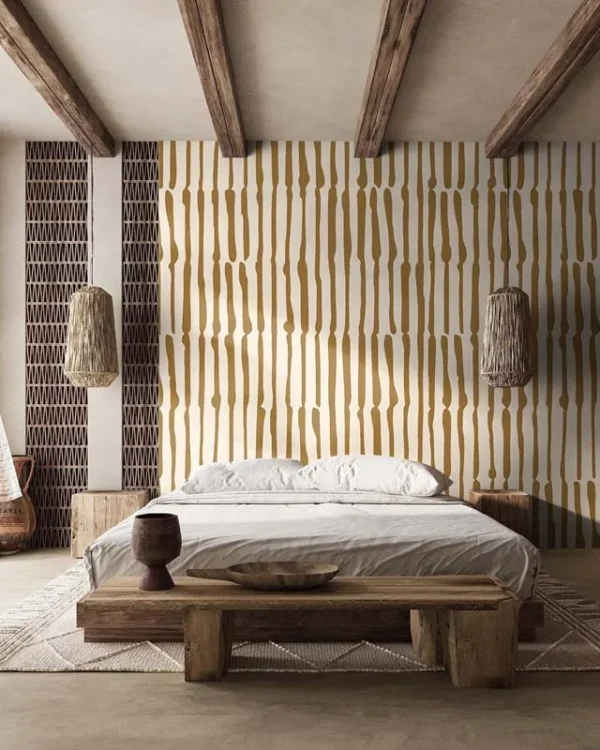 Organic Linear Earth-Tone Wall Mural