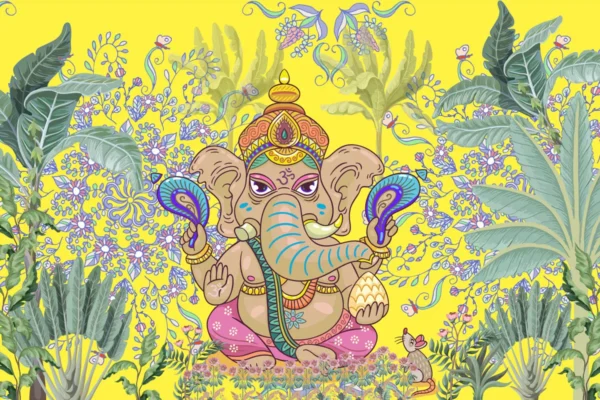 Tropical Ganesha Wallpaper – Vivid Divine Wall Art