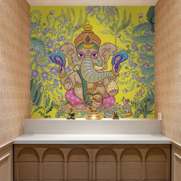 Tropical Ganesha Wallpaper – Vivid Divine Wall Art