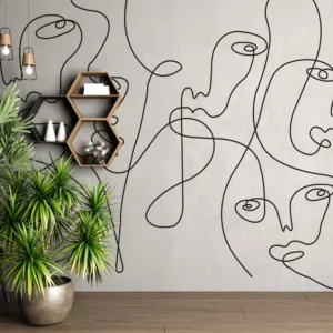 Abstract One Line Faces Wall Art