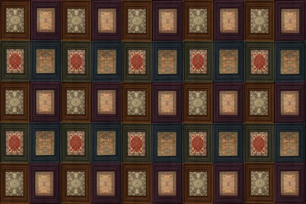 Grid Framed Persian Rug Wallpaper