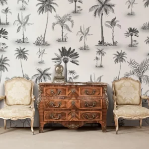 Monochrome Tropical Palm Tree Wallpaper