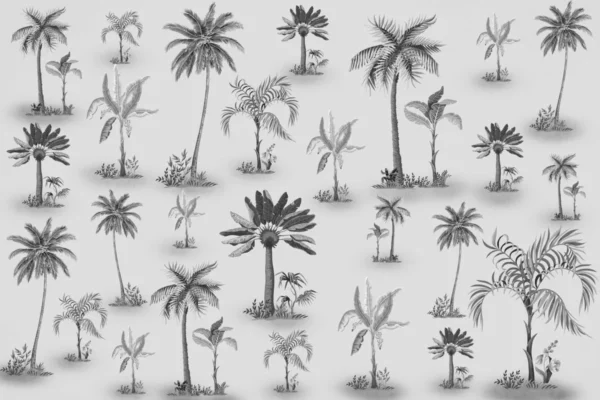 Monochrome Tropical Palm Tree Wallpaper