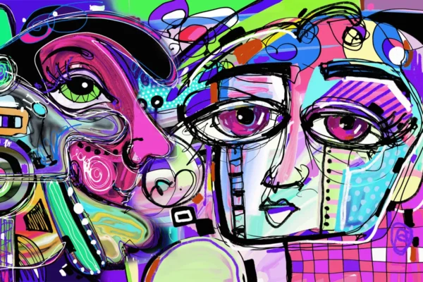 Neon Whispers – Abstract Expression Wall Art