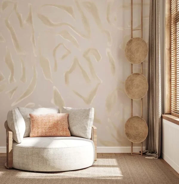 Textured Modern Abstract Beige Wall Design
