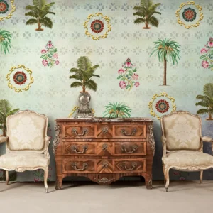 Vintage Palm Tree Floral Wallpaper