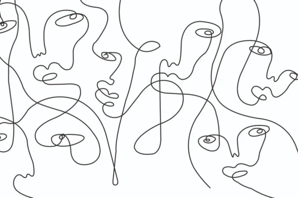 Abstract One Line Faces Wall Art